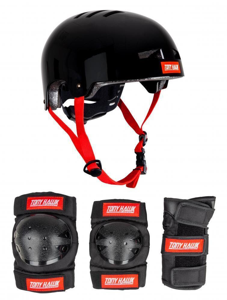 Tony Hawk Protective Set Helmet & Padset Black/Red L/XL JNR (9+ Yrs)