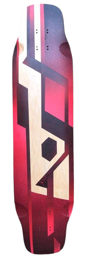 SkaReCo Deck Shape391 Double Kicktail Freeride 39"x 9,5" WB24,5" Muralraks handpainted Unikat