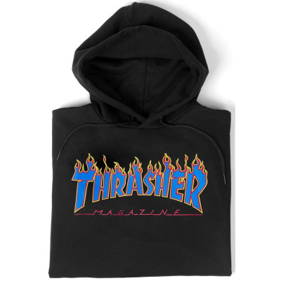 Thrasher Flame Logo Hoody black/blue Size: M & L