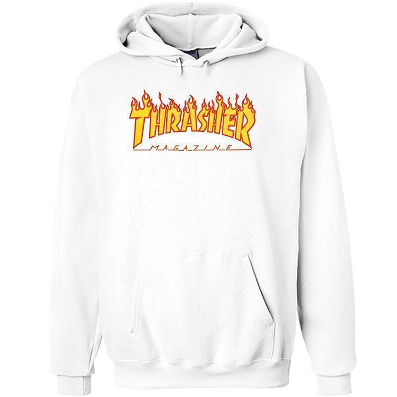 Thrasher Hoodie Flame Logo white