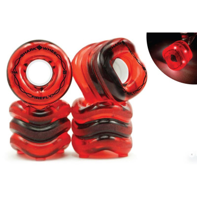 SHARK WHEELS 60mm/78a "Firefly" -Transparent Red with Red Lights LED-wheels