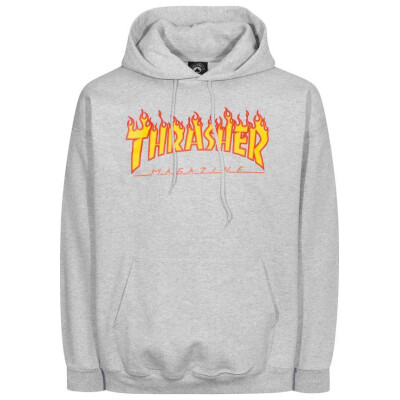 Thrasher Hoodie Flame Logo greymottled