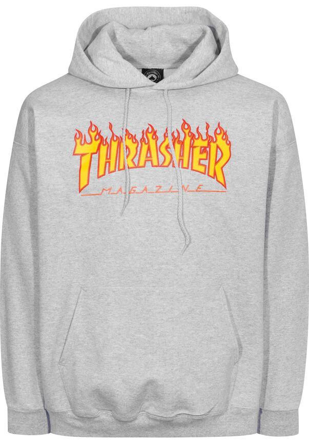 Thrasher Hoodie Flame Logo greymottled