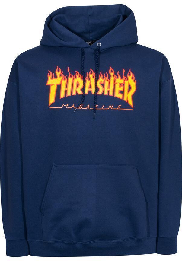 Thrasher Hoodie Flame Logo navy