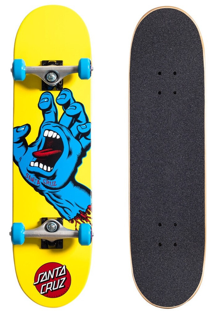 Santa Cruz Complete Skateboard Screaming Hand Mini 7.75" x 30" WB13" yellow