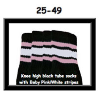 SKATERSOCKS 25" black style 25-049 baby pink/white...