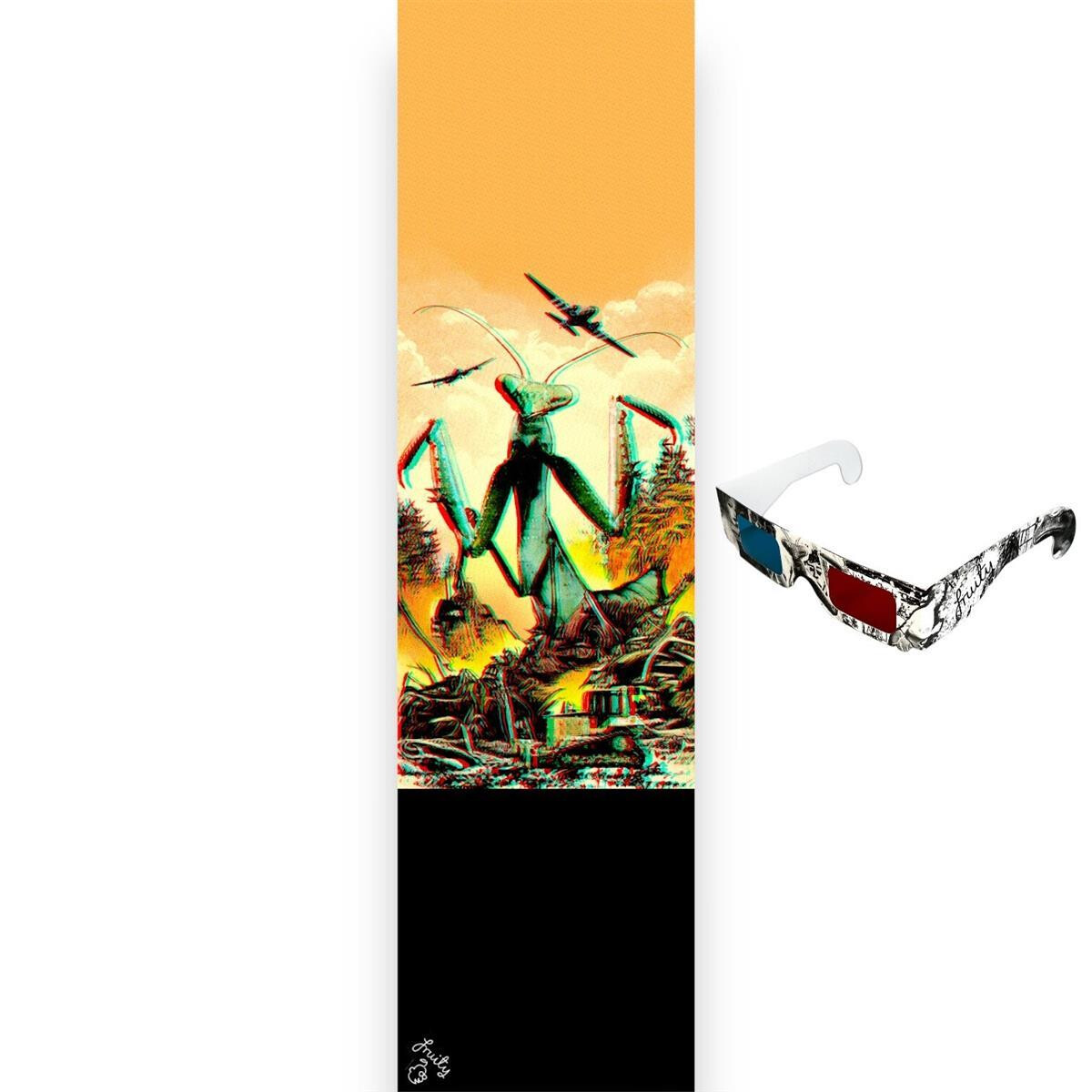 Fruity Griptape (9"x33") Anaglyph Mantis with 3D Glasses Single Sheet