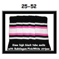 25" SKATERSOCKS black style 25-052 white/bubblegum...