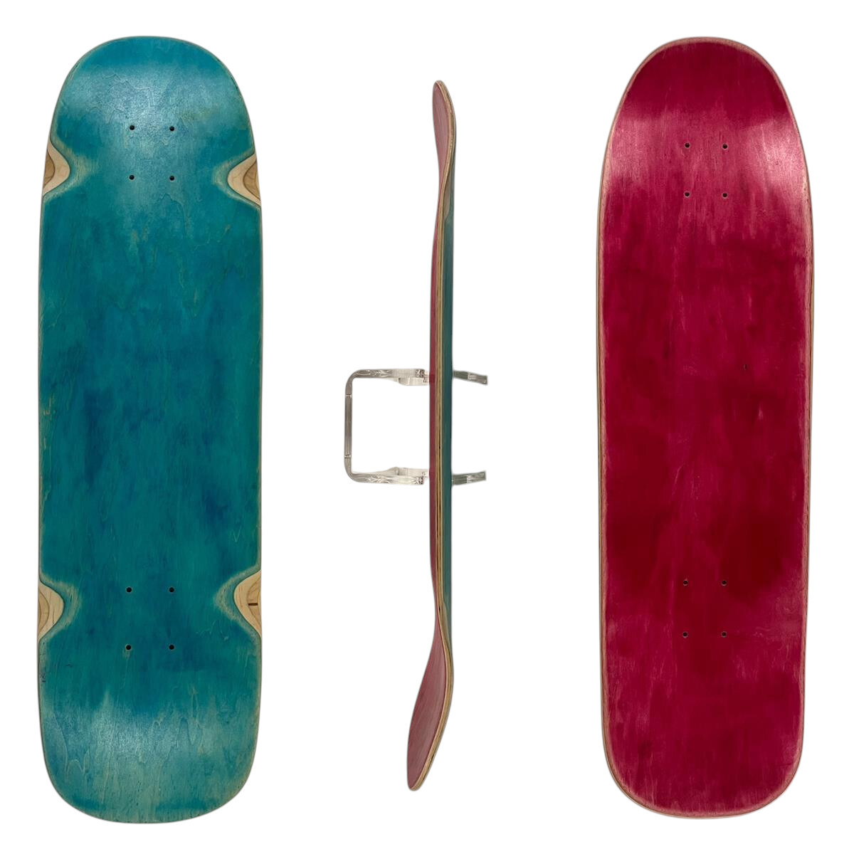 SkaReCo Deck Oldschool+Surfskate Hybrid 9,5” * 32,5”, WB 16,5” teal / cardinal red  - gepresst in Deutschland