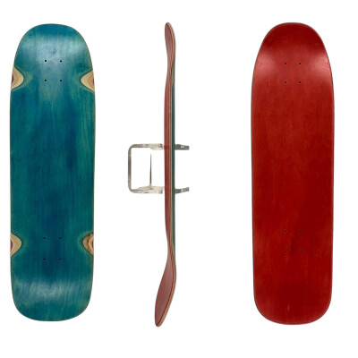 SkaReCo Deck Oldschool+Surfskate Hybrid 9,5” * 32,5”, WB 16,5” teal / orange red  - gepresst in Deutschland