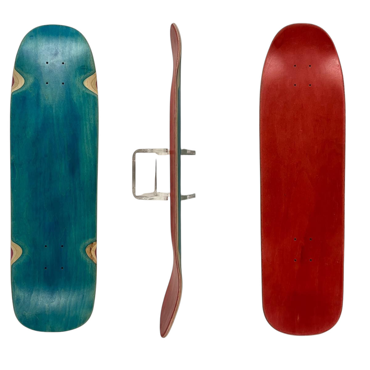 SkaReCo Deck Oldschool+Surfskate Hybrid 9,5” * 32,5”, WB 16,5” teal / orange red  - gepresst in Deutschland