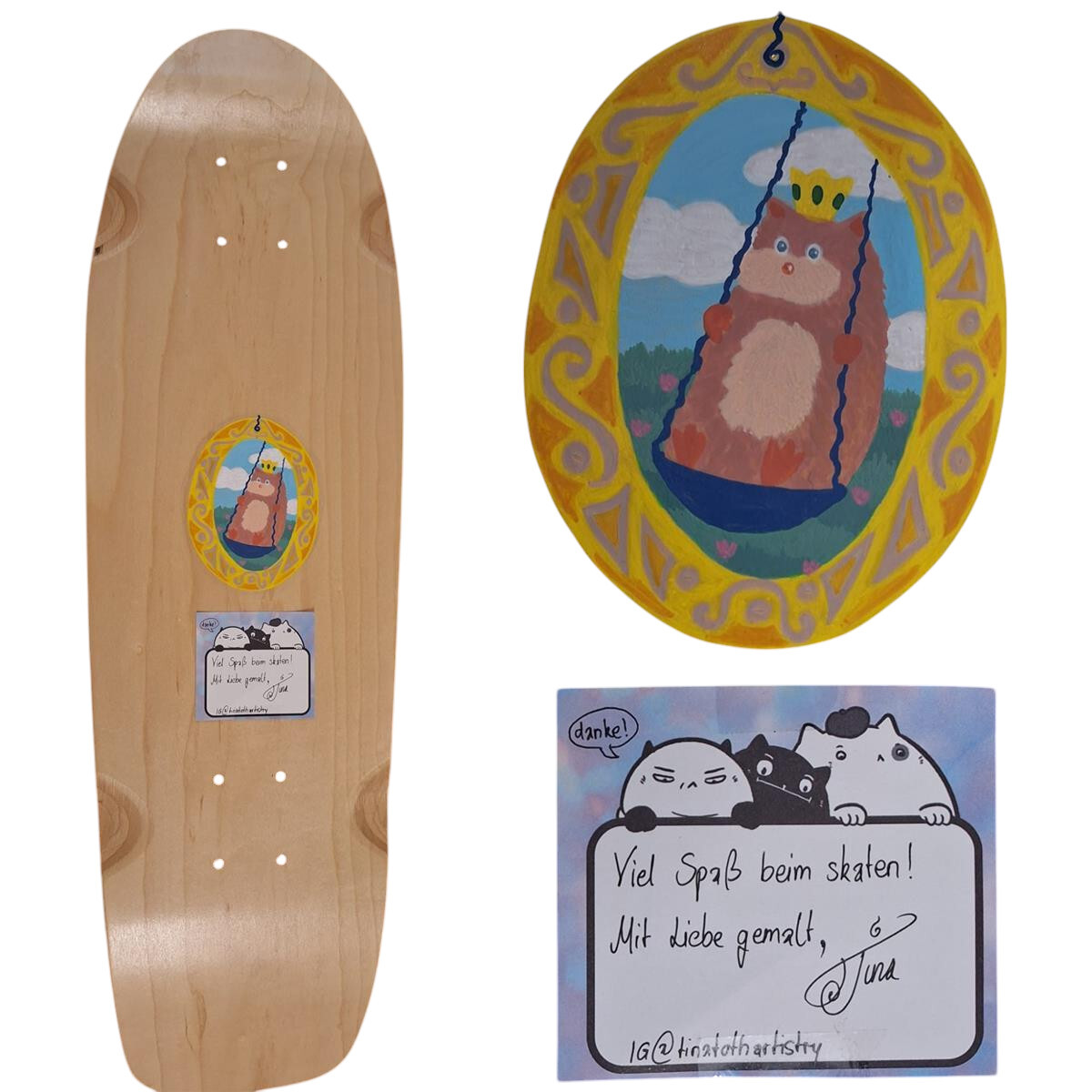 SkaReCo Deck Shape300 mini Kicktail 30" x 8.75" WB14 natural handpainted