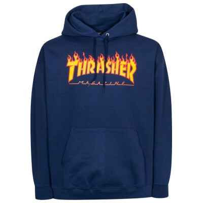 Thrasher Hoodie Flame Logo navy L