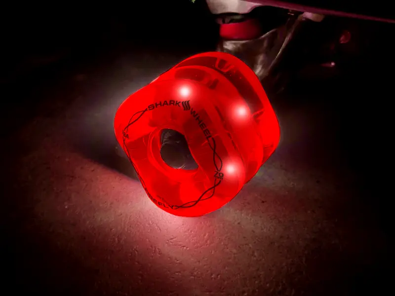 SHARK WHEEL Firefly 70mm, 78a  - Transparent Red with Red Lights