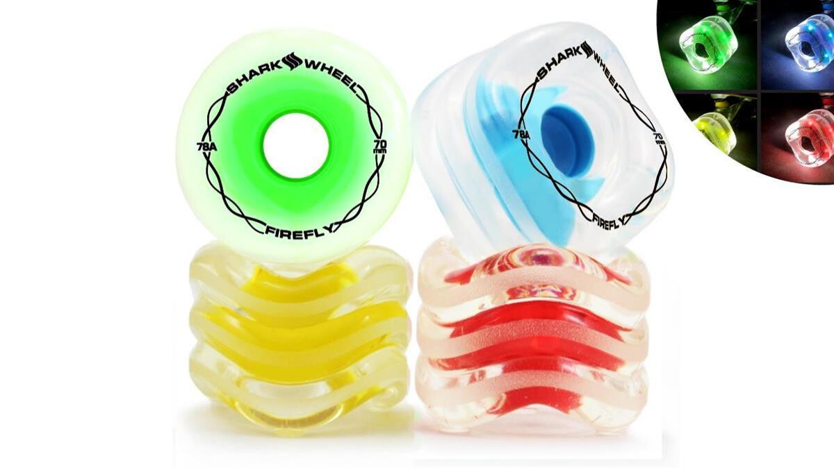 SHARK WHEEL Firefly 60mm, 78a  - Transparent with Blue, Red, Green, Yellow Lights