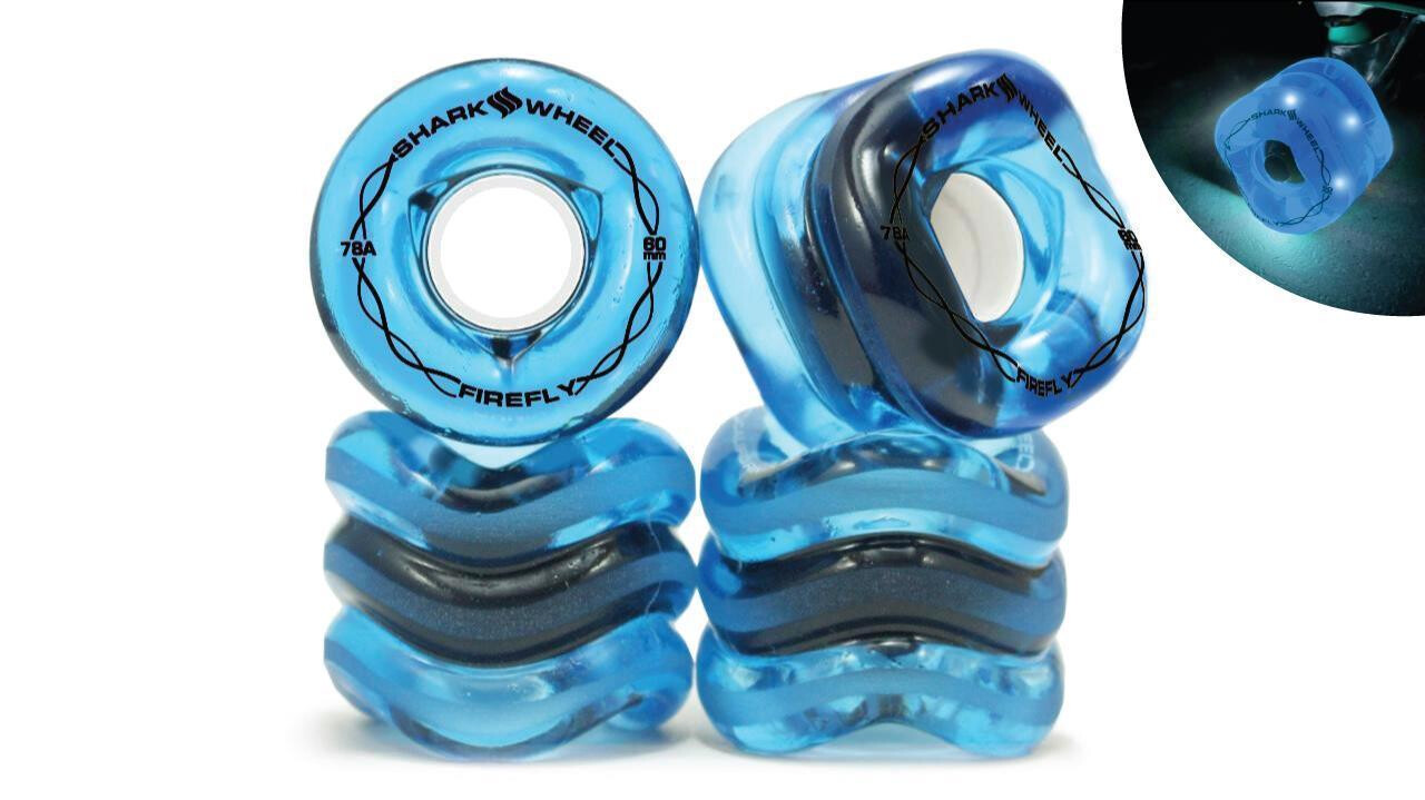 SHARK WHEEL Firefly 60mm, 78a  - Transparent Blue with Blue Lights