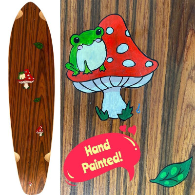 SkaReCo Deck Shape402 Kicktails K40 40"x9,75" WB26,75" Cherry handpainted Frosch auf Pilz