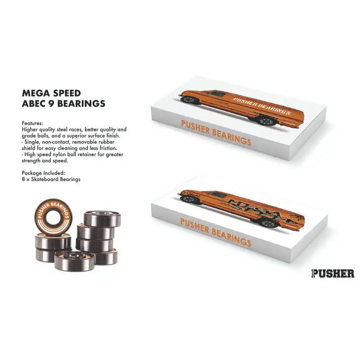 Pusher Bearings mega Speed Abec 9 orange