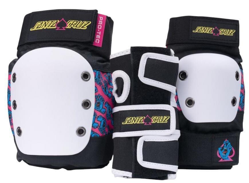Pro-Tec Street Gear Adult 3-Pack Pad Set Santa Cruz SE Black / White / Pink