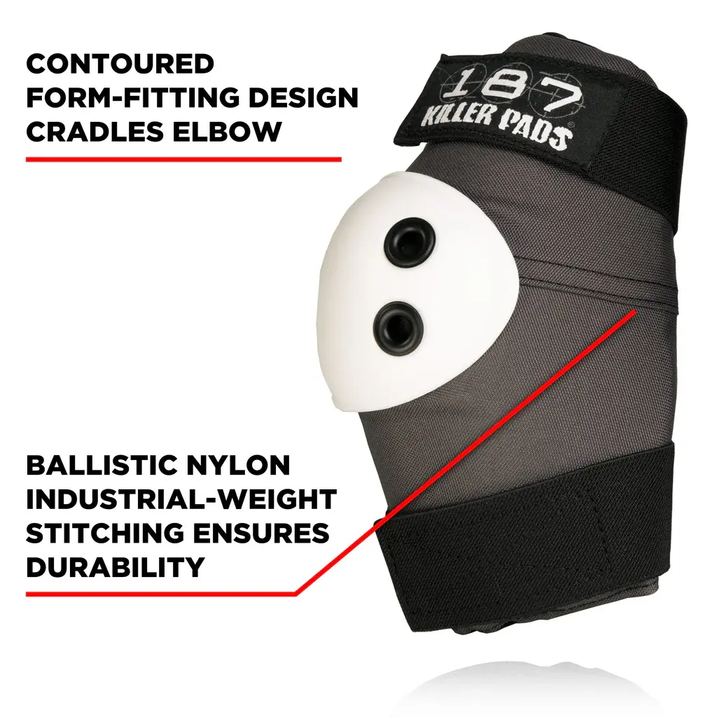 187 KILLER PADS Elbow Slim Grey with white Cap