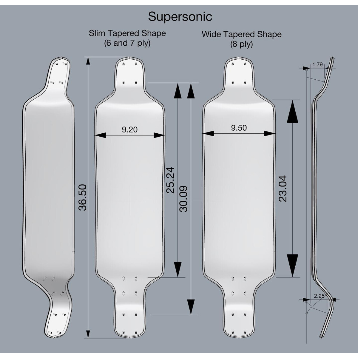 Pantheon Deck LDP Longboard Supersonic 8ply  36.5" x 9,5" WB23.04"