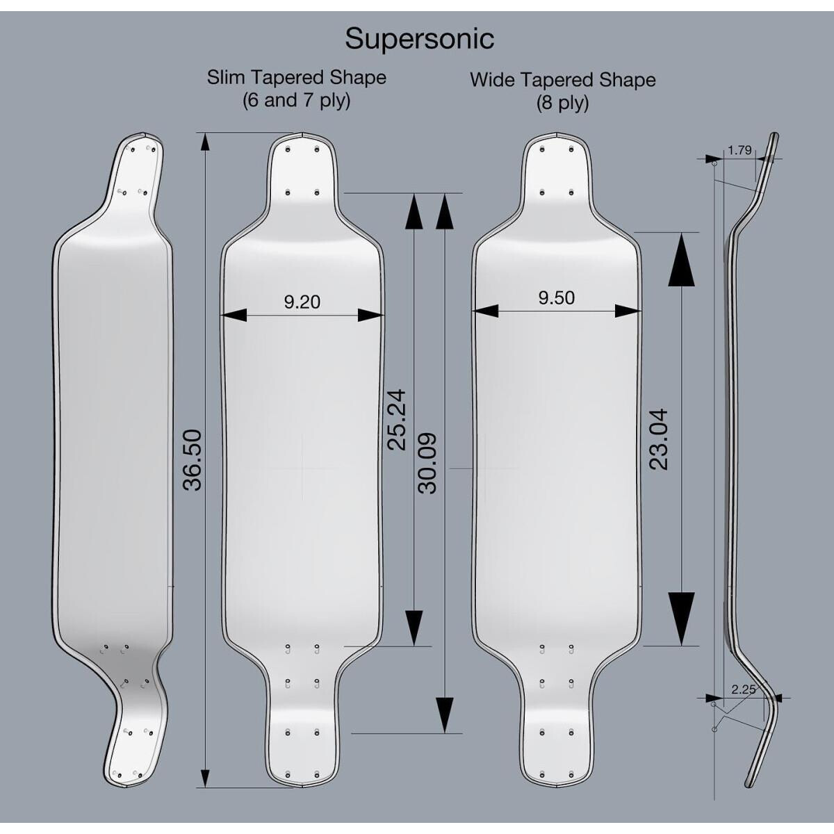 Pantheon Deck LDP Longboard Supersonic 8ply  36.5" x 9,5" WB23.04"
