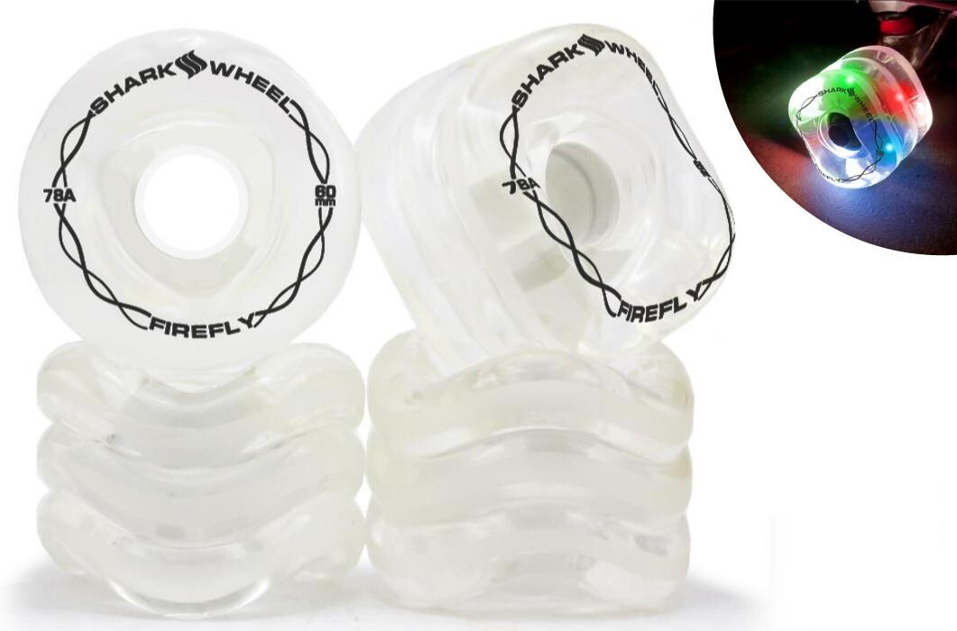 SHARK WHEEL Firefly 60mm, 78a  - Transparent white with multi-colored lights