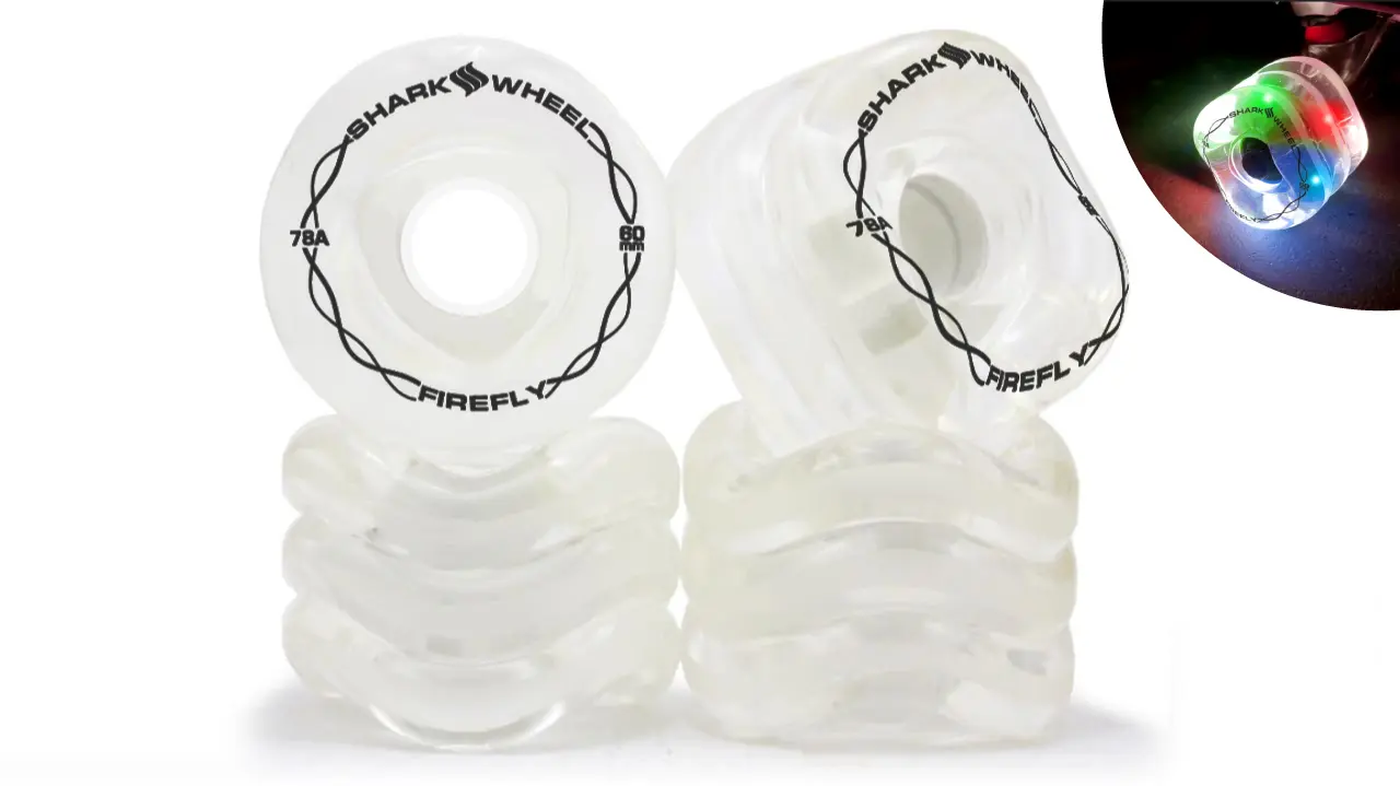 SHARK WHEEL Firefly 60mm, 78a  - Transparent white with multi-colored lights