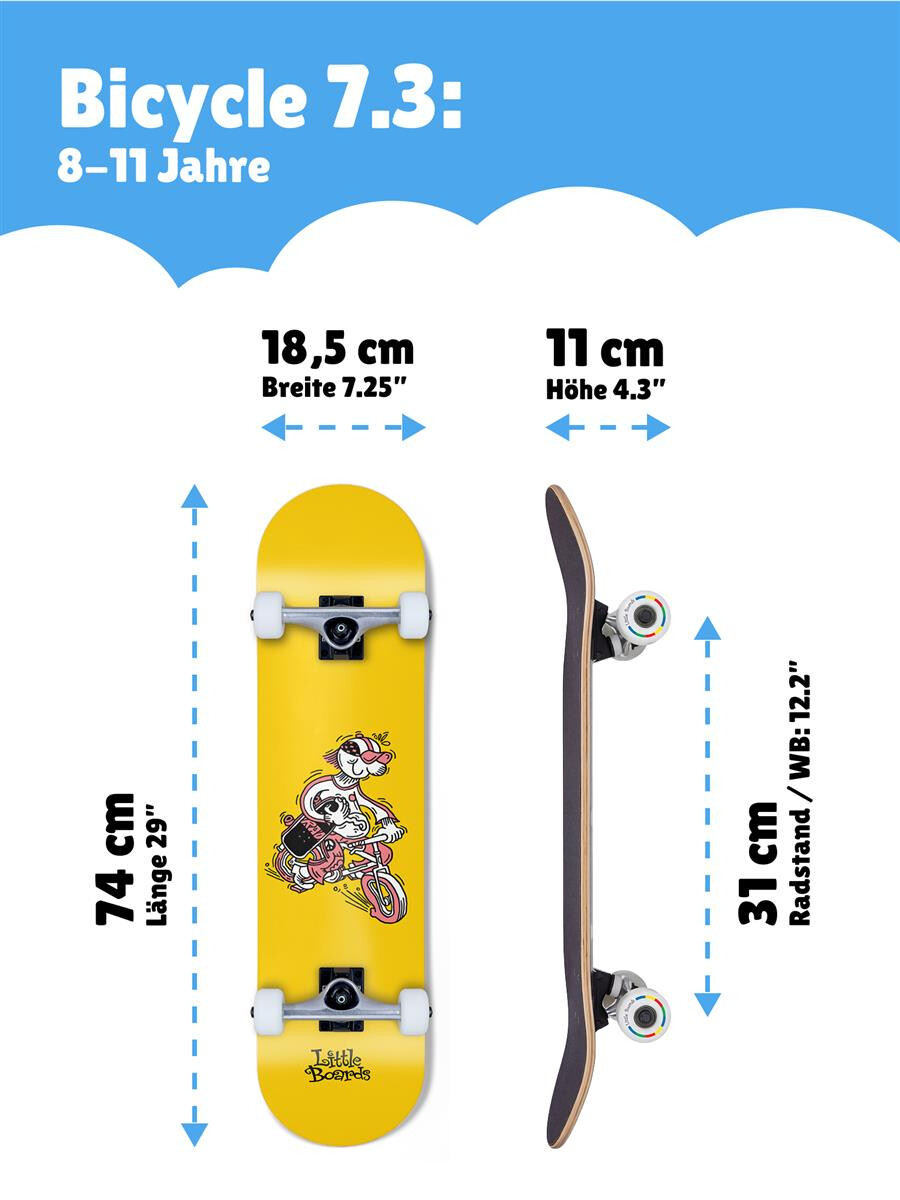 Little Boards Complete Kinder Skateboard Bicycle 7,25" x 29"x WB12,5"