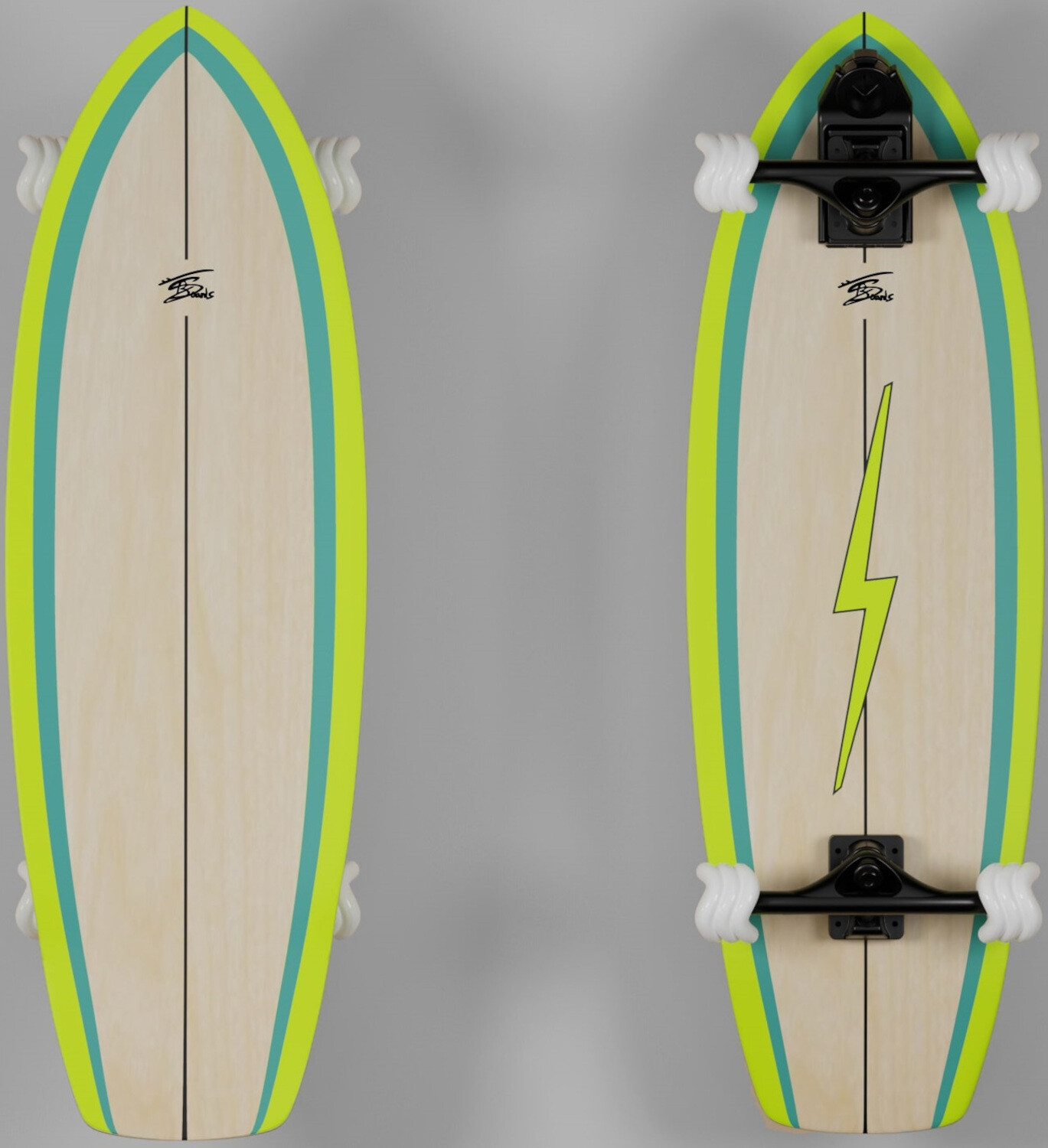 BohanelBoards Deck Surfskate Neon Green 32" x 10" WB16-17,5″