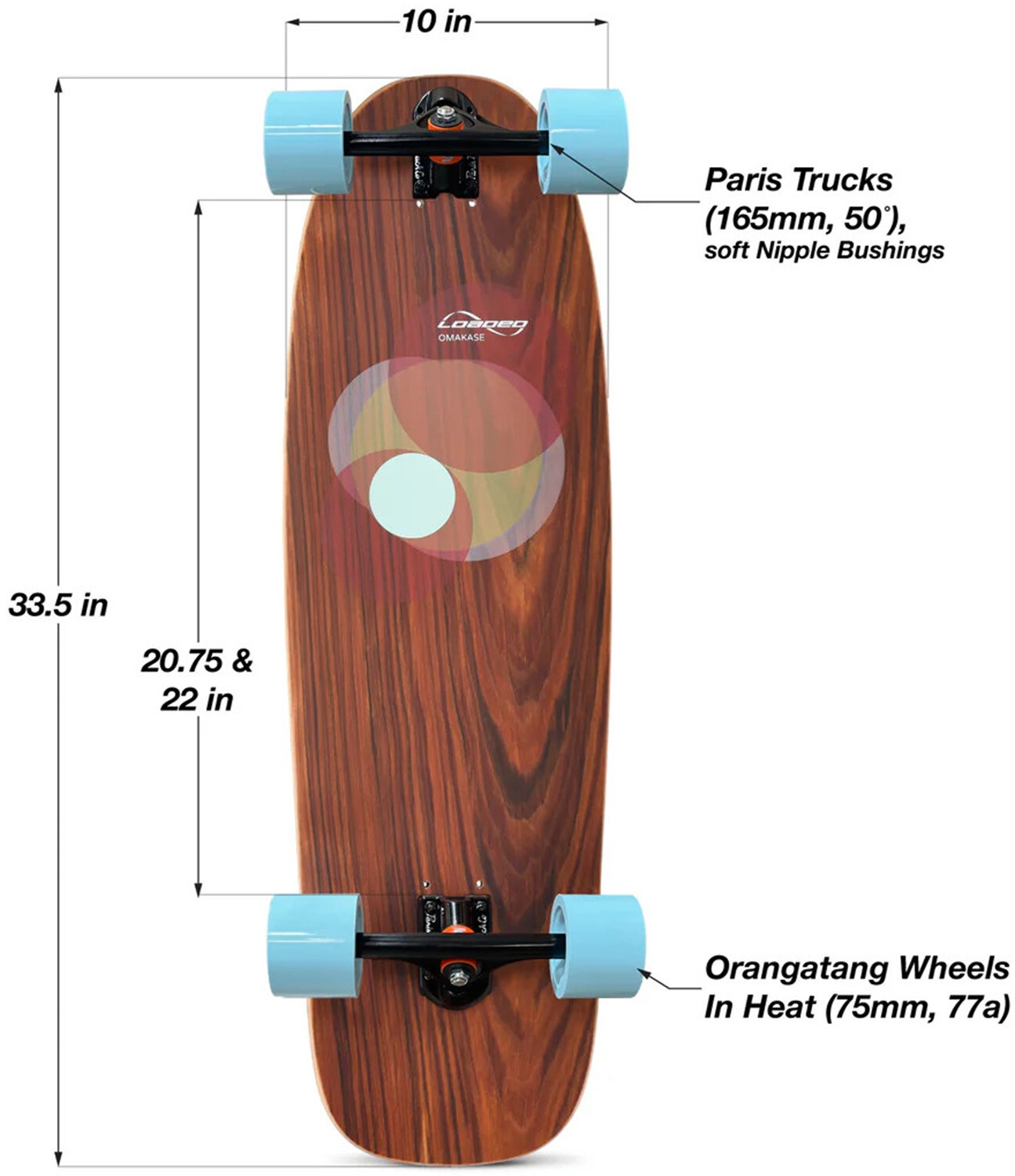 LOADED Complete Longboard Omakase Roe (In Heat) 33.5" x 10" WB20.75-22"
