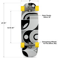 LOADED Complete Mini Cruiser Ballona Orca Paris V3 27,75" x 9,0" WB14,75-16"