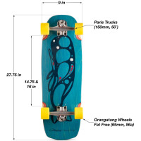 LOADED Complete Mini Cruiser Ballona Moby Paris V3 27,75" x 9,0" WB14,75-16"