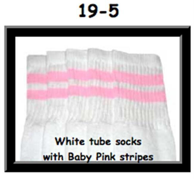 SKATERSOCKS 19" white style 19-005 baby pink stripes