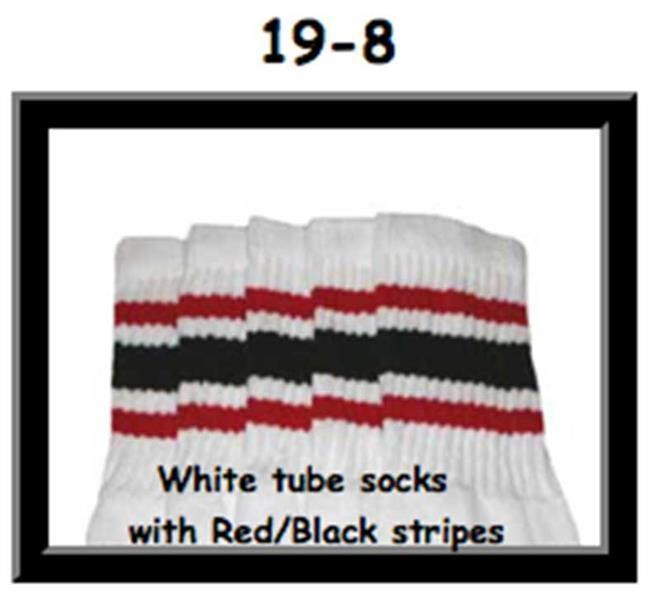 SKATERSOCKS 19" white style 19-008 red/black stripes
