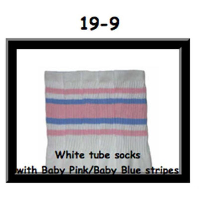 19 SKATERSOCKS white style 19-009 baby pink baby/blue stripes