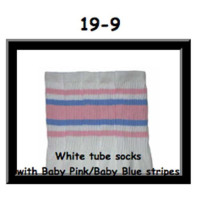 19" SKATERSOCKS white style 19-009 baby pink...