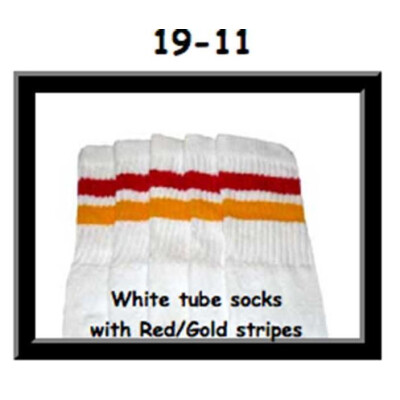 SKATERSOCKS 19" white style 19-011 red/gold stripes