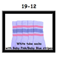 19" SKATERSOCKS white style 19-012 baby pink/baby...