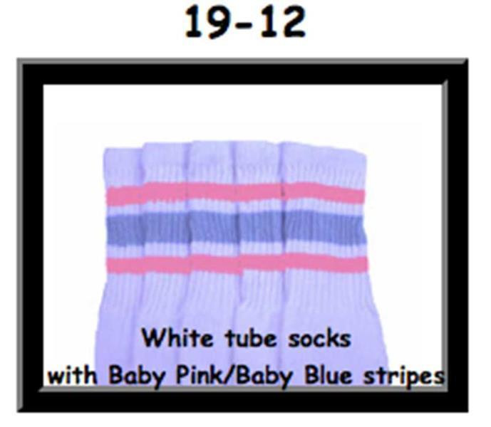 19" SKATERSOCKS white style 19-012 baby pink/baby blue stripes