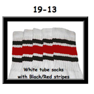 19" SKATERSOCKS white style 19-013 red/black stripes
