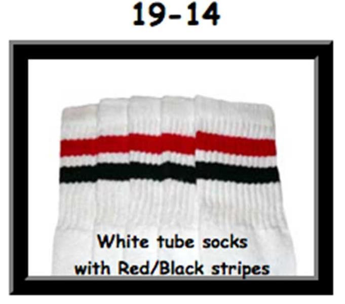 19" SKATERSOCKS white style 19-014 red/black stripes