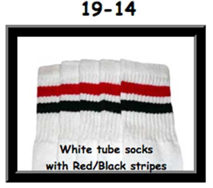 SKATERSOCKS 19" white style 19-014 red/black stripes