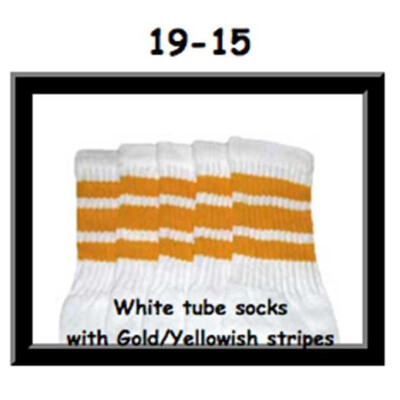 SKATERSOCKS 19" white style 19-015 yellow stripes