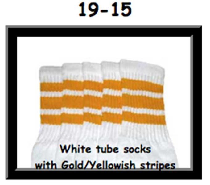 19" SKATERSOCKS white style 19-015 yellow stripes