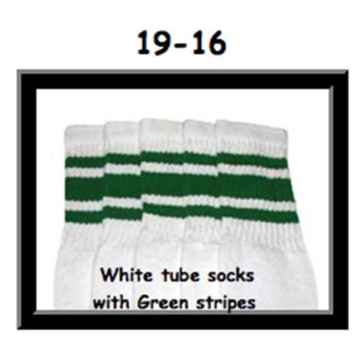 SKATERSOCKS 19" white style 19-016 green stripes