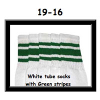 19" SKATERSOCKS white style 19-016 green stripes