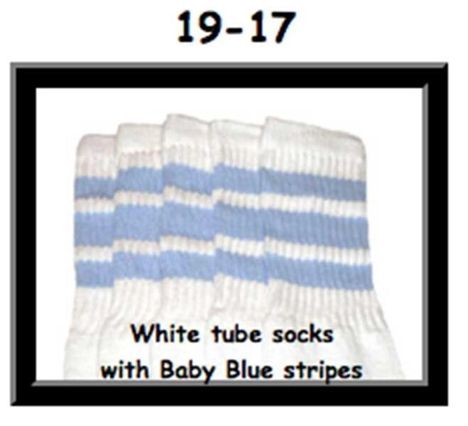 SKATERSOCKS 19" white style 19-017 baby blue stripes