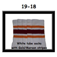 19" SKATERSOCKS white style 19-018 gold/maroon stripes
