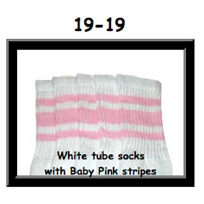 19 SKATERSOCKS white style 19-019 baby pink stripes
